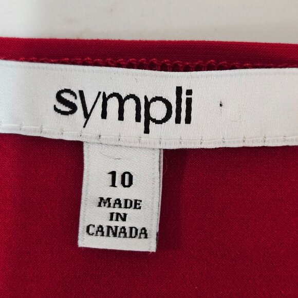 Sympli Red Twist Cut Out Neck Top Sz 10 Stretch 3/4 Sleeve Colorful Professional - Picture 7 of 11